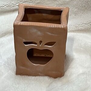 Hermitage Pottery Terracotta Clay Paper Bag Apple Cutout Cookie Cutter 4.5